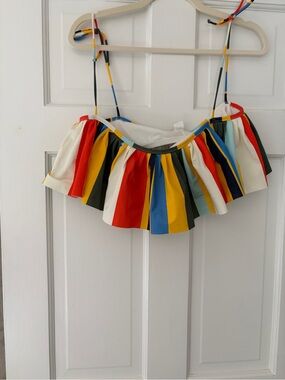 Tory burch flounce bikini top stripe xl